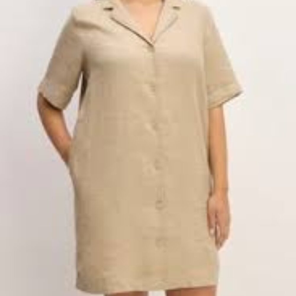 Everlane The Shirtdress in Linen Trench Coat Khaki Color/L